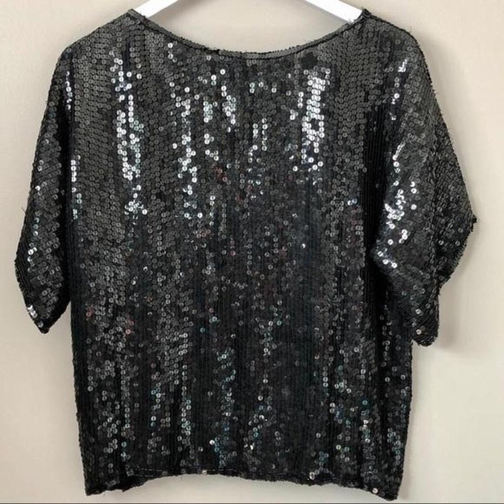 JLB Silk & Sequin Top Vintage animal print  oversized‎ size small super - Picture 2 of 8